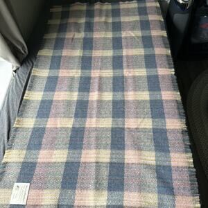 Vintage Murray Brothers Scottish Woolens Plaid Wool Blanket 31” X 56” Blue Pink